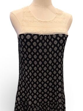 Andree Black Tank with Cream Lace Yoke